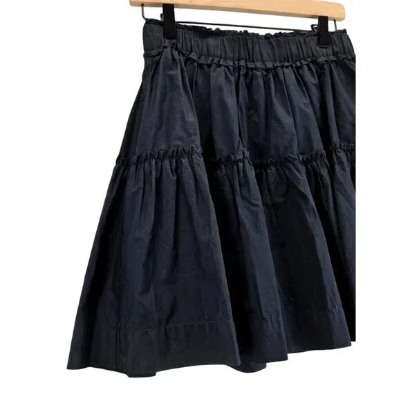 Navy Blue Skirt Mini Broomstick Tiered XS Elastic Waist Cowgirl Anthropologie - Picture 4 of 11